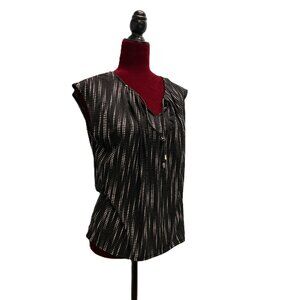 Liz Claiborne Women's Black White Dotted Sleeveless Top - Size Medium Petite